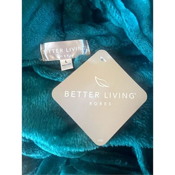 Better Living Plush Long Sleeve Teal Robe Sz L NWT - Picture 3 of 4